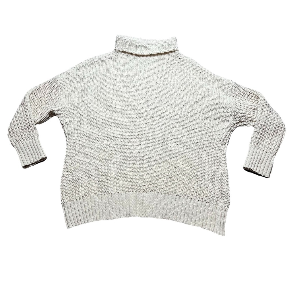 Aerie Chenille Turtleneck Sweater Size M Oversized Chunky Knit Cream Cozy Jumper